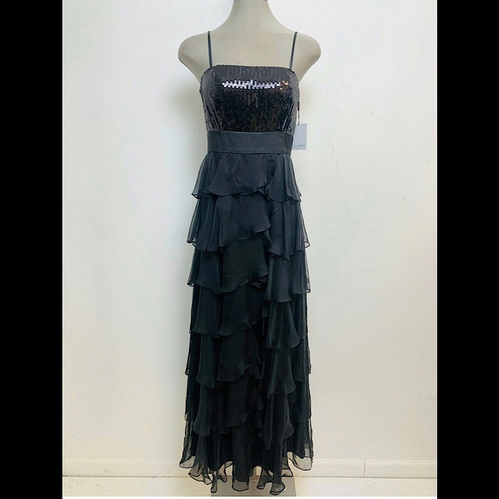 Calvin Klein · Black Formal/Gown · Women · Sequin · Maxi · Strapless size 8